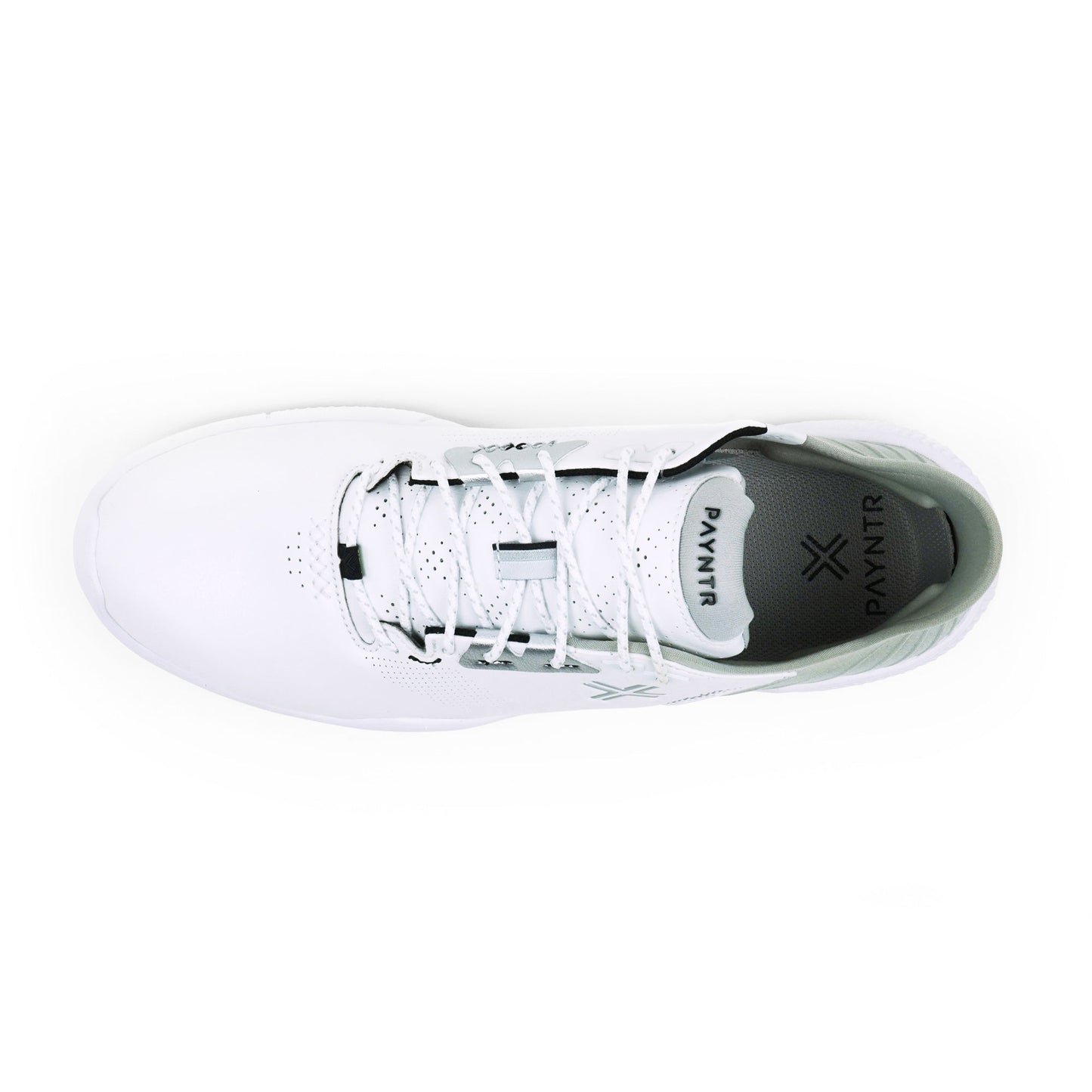 PAYNTR X-005 F Spikeless Golf Shoe (White/Silver) - Top