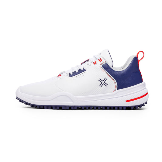 PAYNTR X-003 F Spikeless Golf Shoes (White/Navy) - Side
